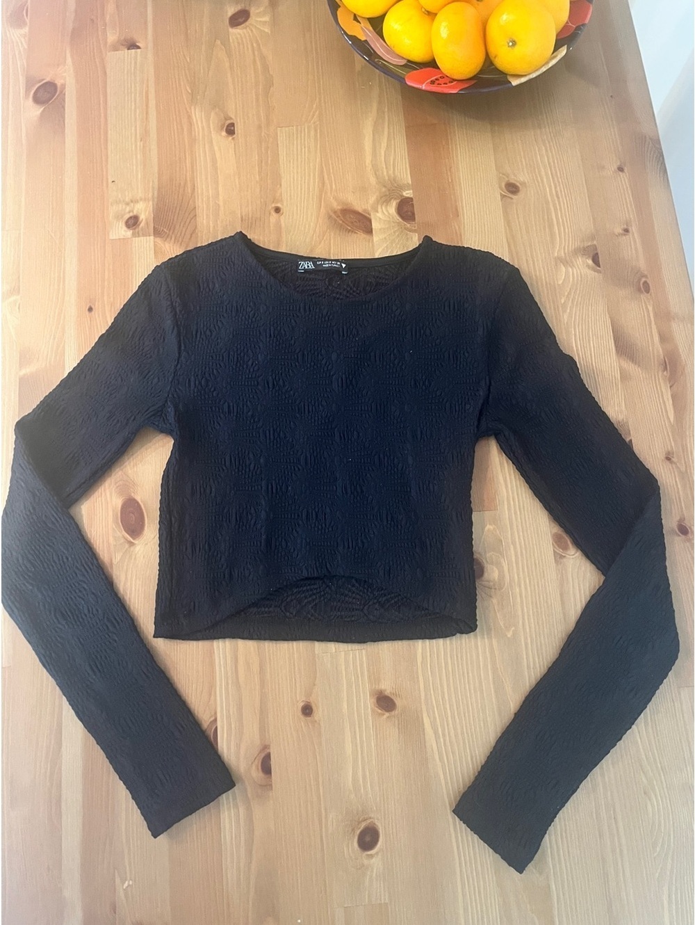Zara Black long sleeved Crop Top small